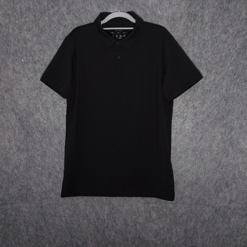 Porter & Ash Mens Polo L Black Minimalist 4 Way Stretch Soft Touch Wrinkle Free